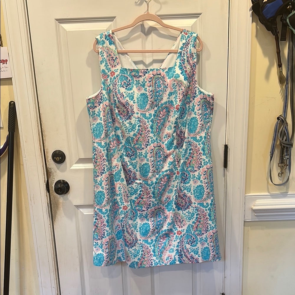 Talbots Blue and Pink Sleeveless Midi Sundress
